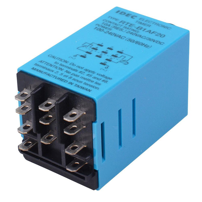 RTE-B1AF20 100-240VAC Time Delay Relay Blade Terminals 10A DPDT IDEC