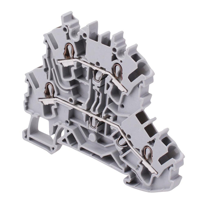 2002-2201 WAGO Grey 4-Way DIN Rail Mount Double Deck Terminal Block 4mm² 24A