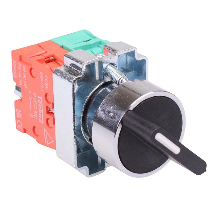 Techna PtecMetSN3M Momentary 3 Position Metal Selector Switch 10A 1NO-1NC