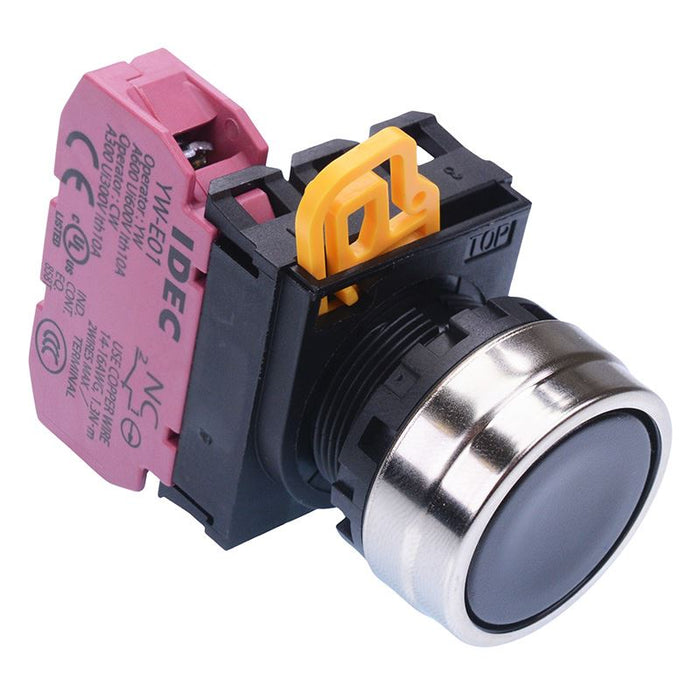 YW4B-A1E01B Black 22mm Metal Bezel Maintained Push Button Switch NC IP65 IDEC