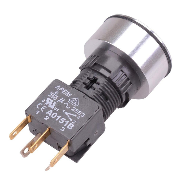 A1PCA1Y120I203 Green 6V LED Momentary Aluminium Push Button Switch SPDT APEM
