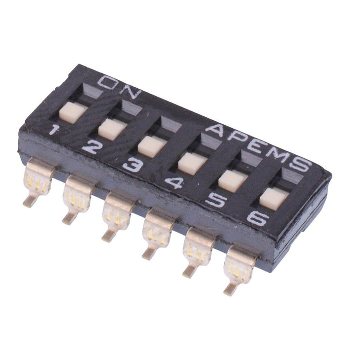 DMR06TV APEM 6-Way Surface Mount 2.54mm DIP Switch SPST