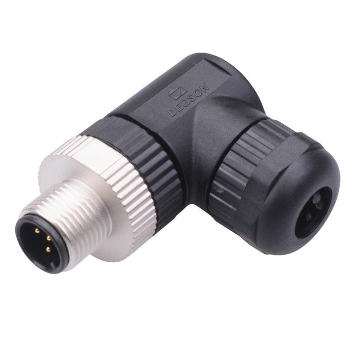 5 Way M12 Right Angle Male Industrial Circular Connector IP67 4A 60V