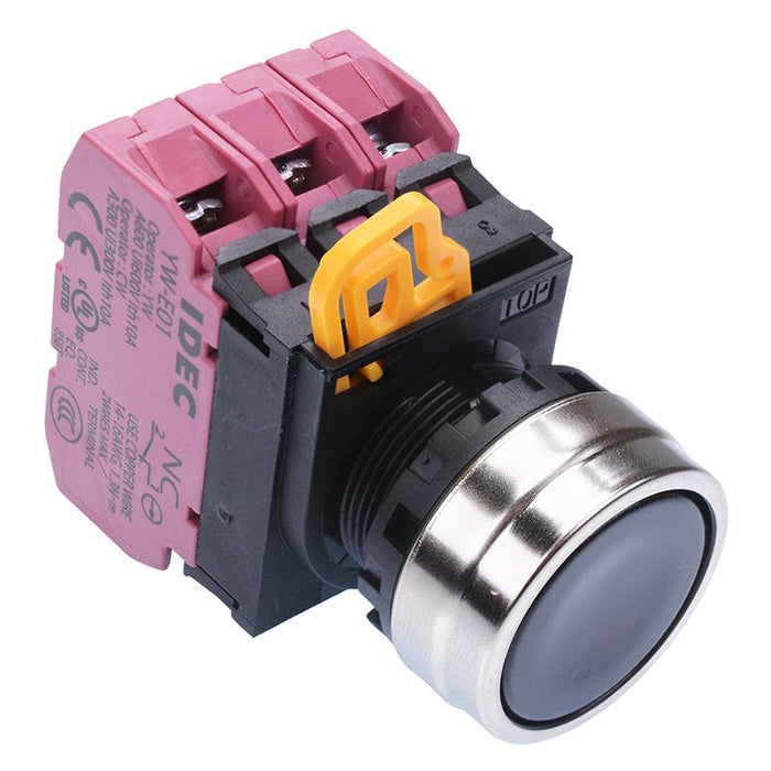 YW4B-A1E03B Black 22mm Metal Bezel Maintained Push Button Switch 3NC IP65 IDEC