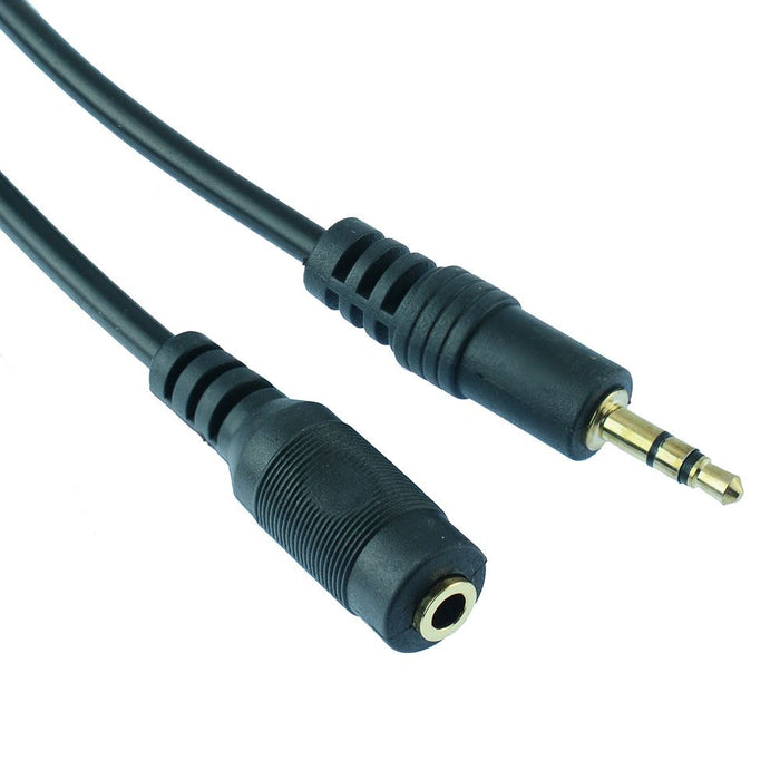 2m Gold 3.5mm Stereo Plug to Socket Audio Extension Cable Lead