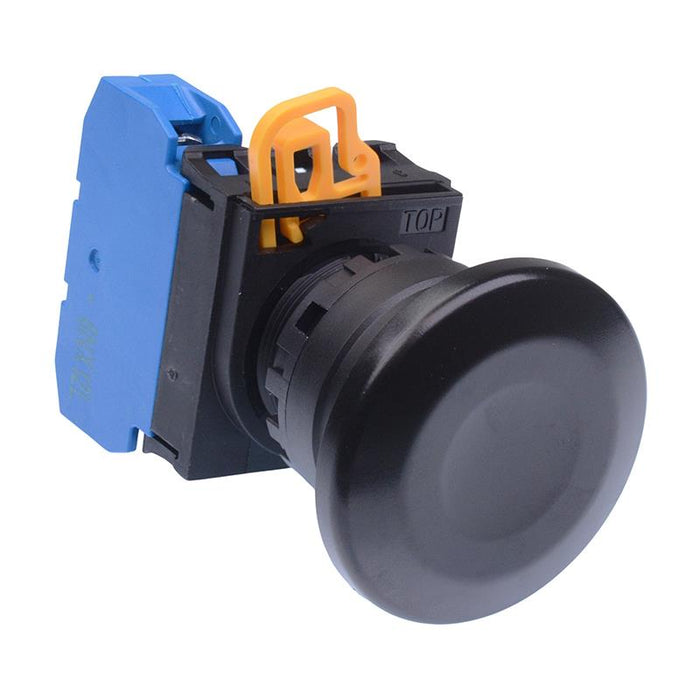 IDEC Black 22mm Mushroom Maintained Push Button Switch NO IP65 YW1B-A4E10B