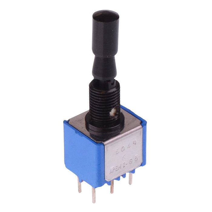5049AGKB-3V APEM Black On-Off-On Miniature Locking Toggle Switch DPDT 4A 30VDC