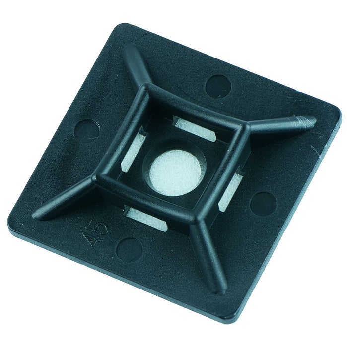 28x28mm Black Adhesive Cable Tie Base - Pack of 100
