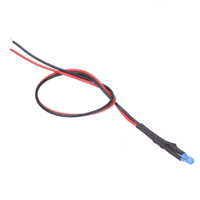Blue 3mm Prewired Diffused LED 20cm Cable 12V