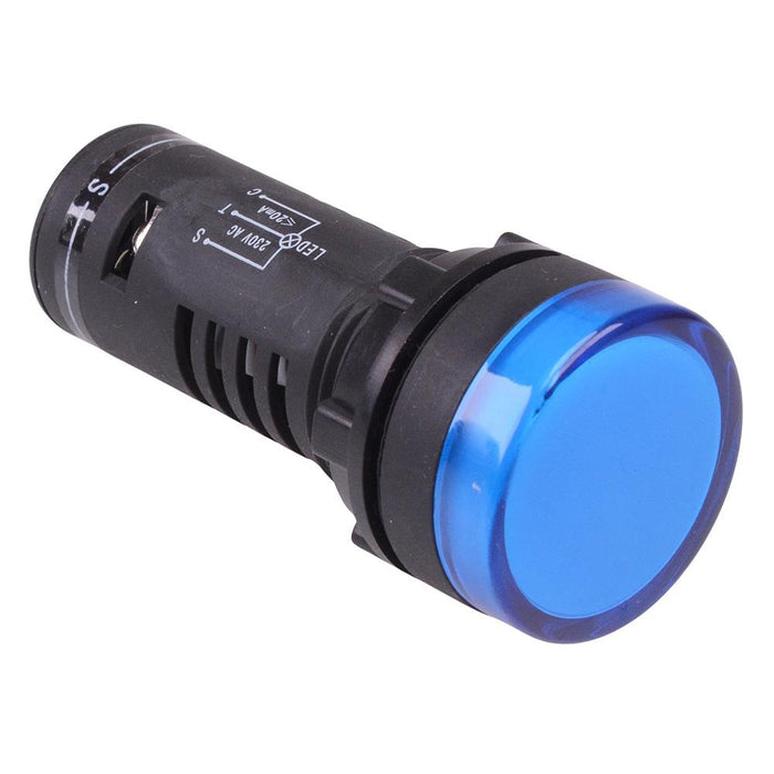 Blue 22mm LED Pilot Indicator Light W/Lamp Test 24V