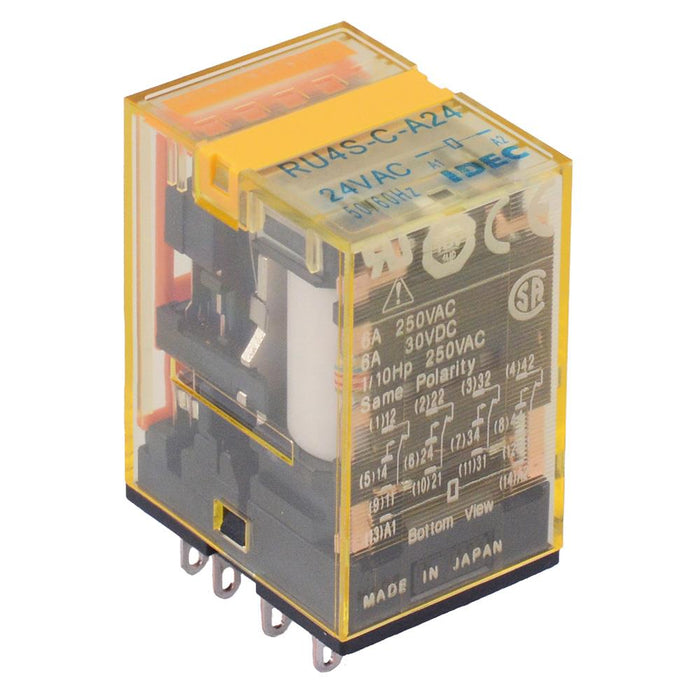 RU4S-C-A24 24VAC Plug In Power Relay 6A 4PDT IDEC