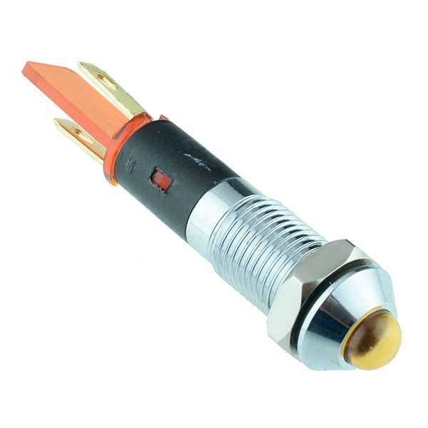Yellow LED 8mm Metal Panel Indicator 12V