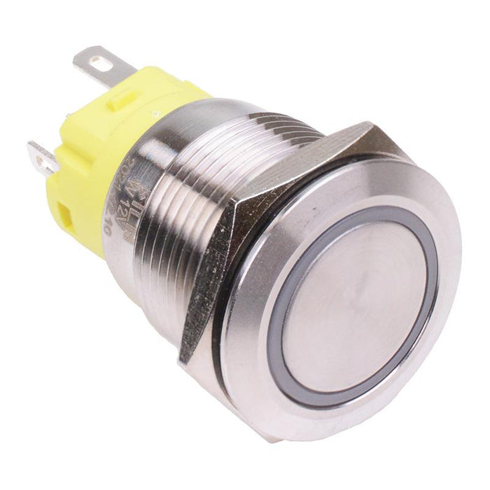 Green LED On-On Latching 19mm Vandal Resistant Push Switch SPST