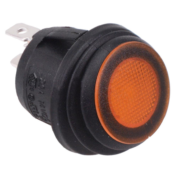 Yellow 12V LED On-Off 20mm Round Rocker Switch SPST 20A R13-112B8-02