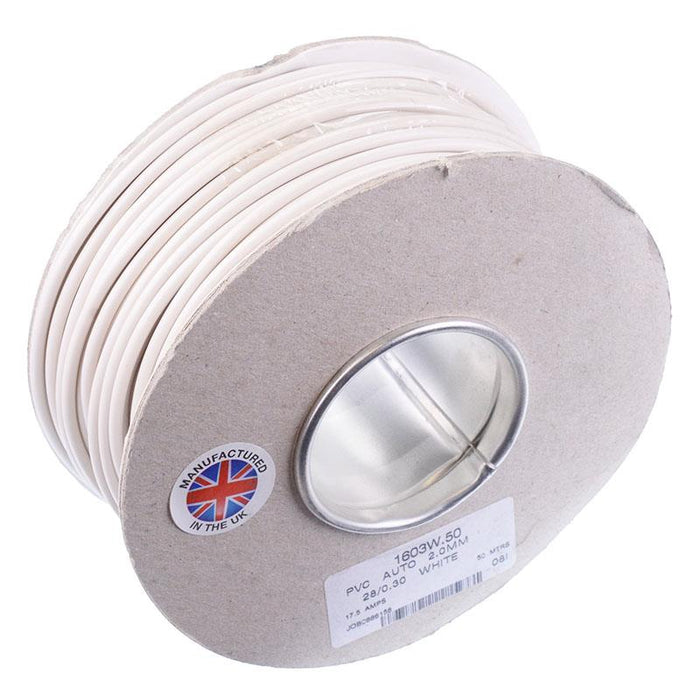 White 2mm Cable 28/0.30mm 50M Reel