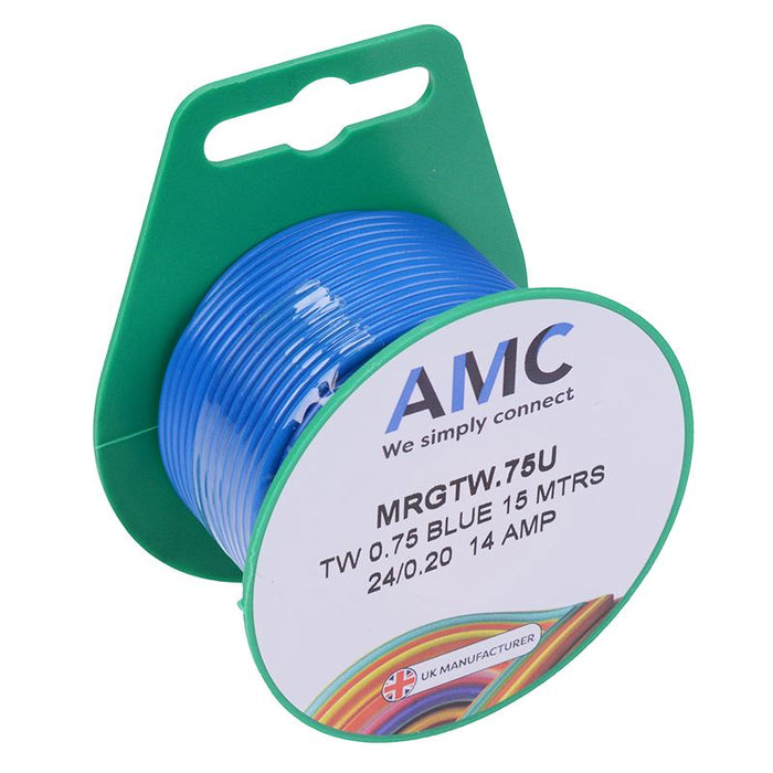 Blue 0.75mm² Thin Wall 14A Cable Mini Reel 15M — Switch