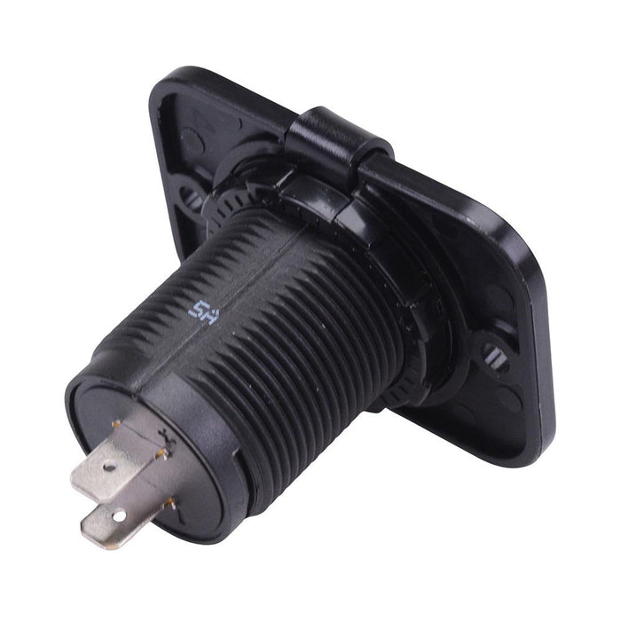 Dual USB-A 5V 2.4A Panel Mount Socket with LED & Flange A13-194B2PS-BB3