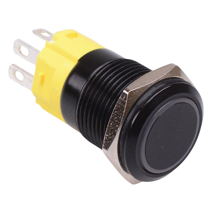 RGB 16mm Black Momentary Vandal Metal Push Button Switch 12V SPDT