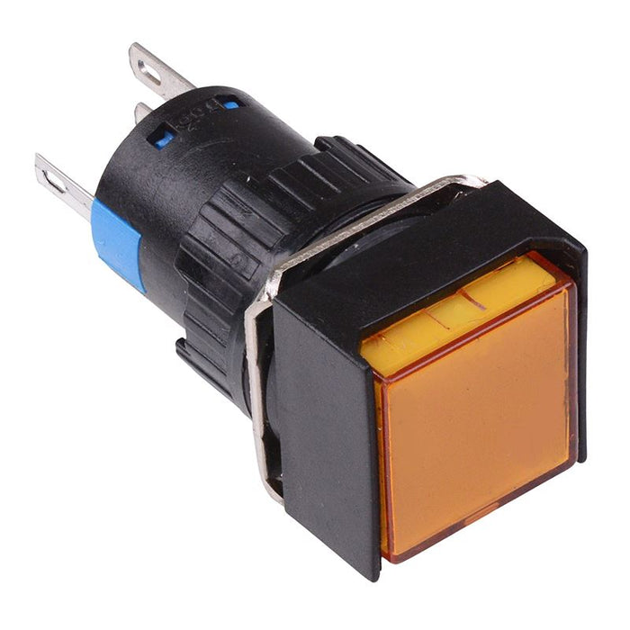 Yellow Square Momentary 16mm Push Button Switch NO/NC 12V