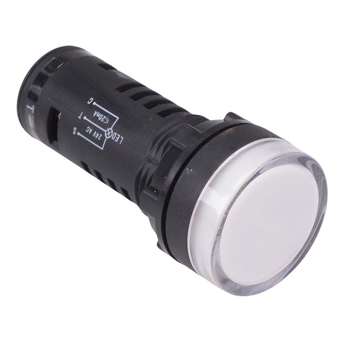 White 22mm LED Pilot Indicator Light W/Lamp Test 24V — Switch ...
