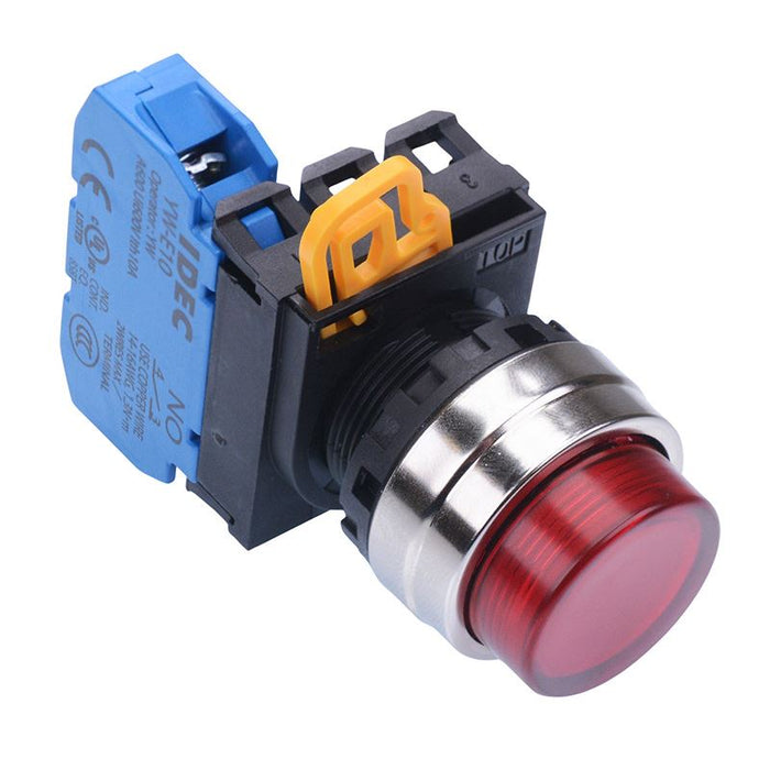 YW4L-A2E10Q0R Red 22mm Metal Bezel Maintained Push Button Switch NO IP65 IDEC