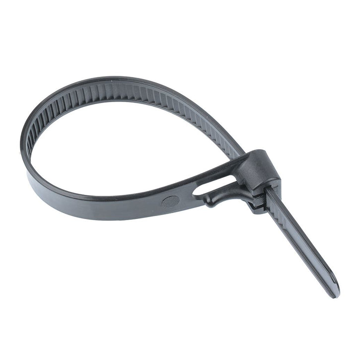 7.6mm Black Resealable Cable Tie 150mm - Pack of 100
