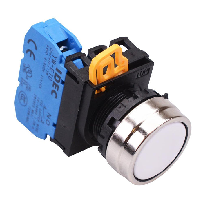 YW4B-M1E10W White 22mm Metal Bezel Momentary Push Button Switch NO IP65 IDEC