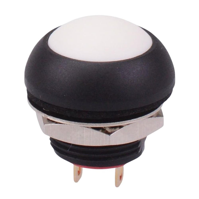 White Off-(On) Momentary 12mm Round Push Button Switch SPST IP67