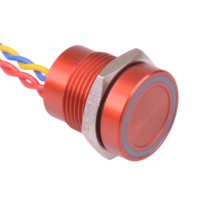 PBAR1AF6000N0S APEM Red LED 12VDC Momentary NO 16mm Piezo Switch Prewired IP68