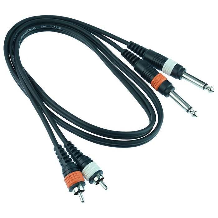 5M 2 x 6.35mm Mono Plug to 2 x RCA Male Jack Plug Lead