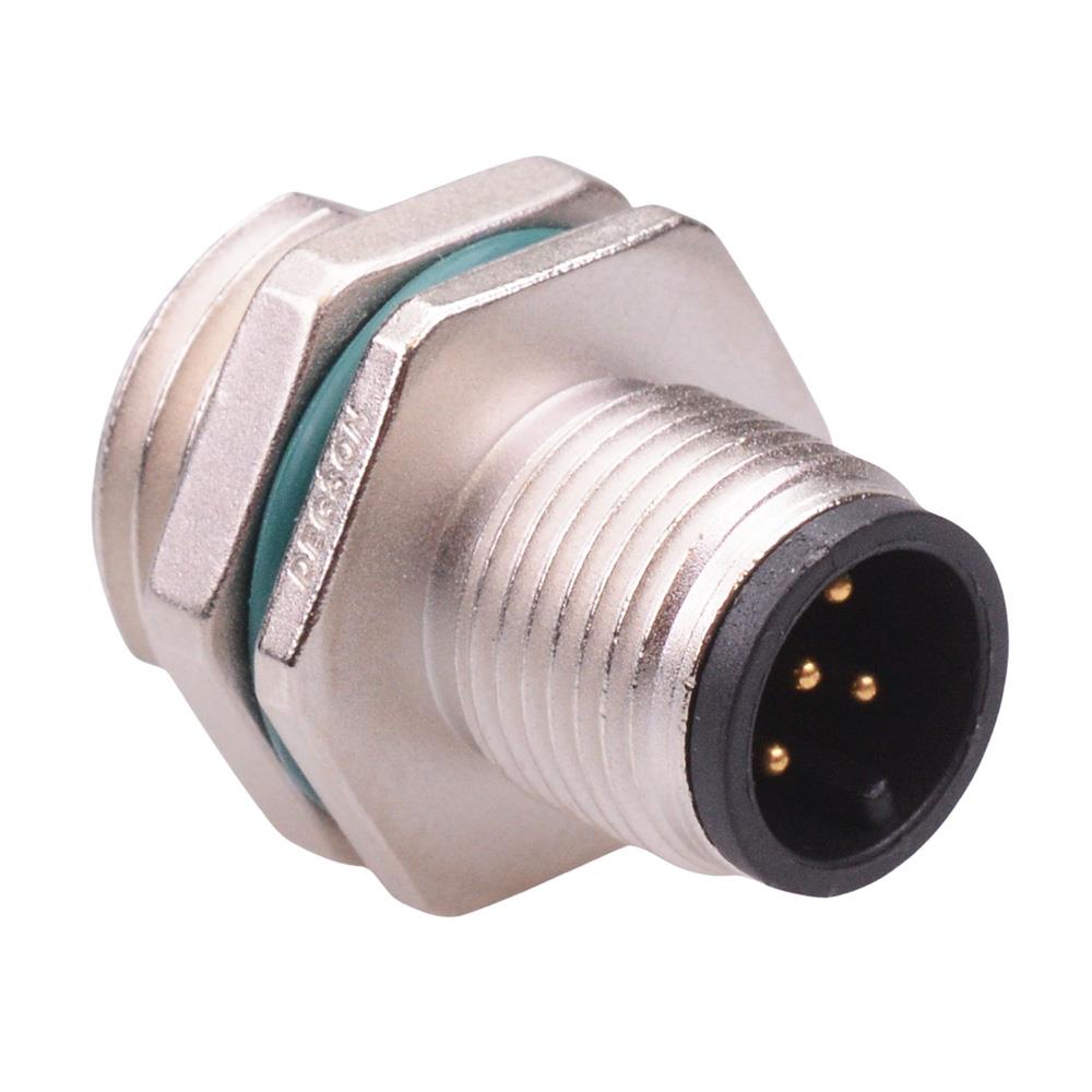 5 Way M12 Male Front Mounting Receptacle Circular Connector IP68 4A 60 ...