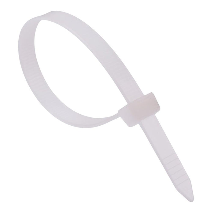 7.6mm x 200mm White Cable Tie - Pack of 100