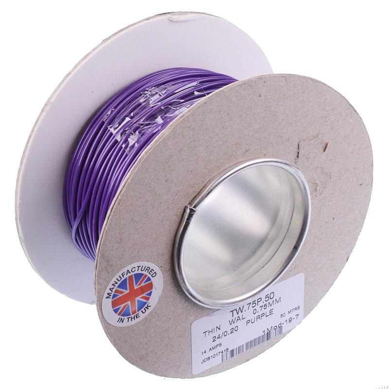 Purple 0.75mm² Thin Wall Cable 24/0.2mm 50M