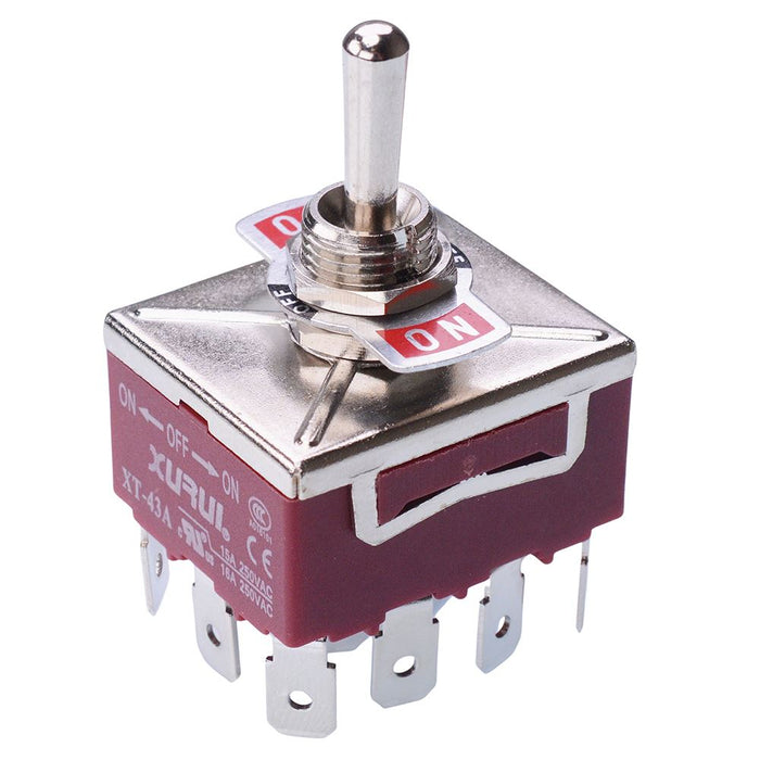 On-Off-On Toggle Switch 250V 15A 4PDT