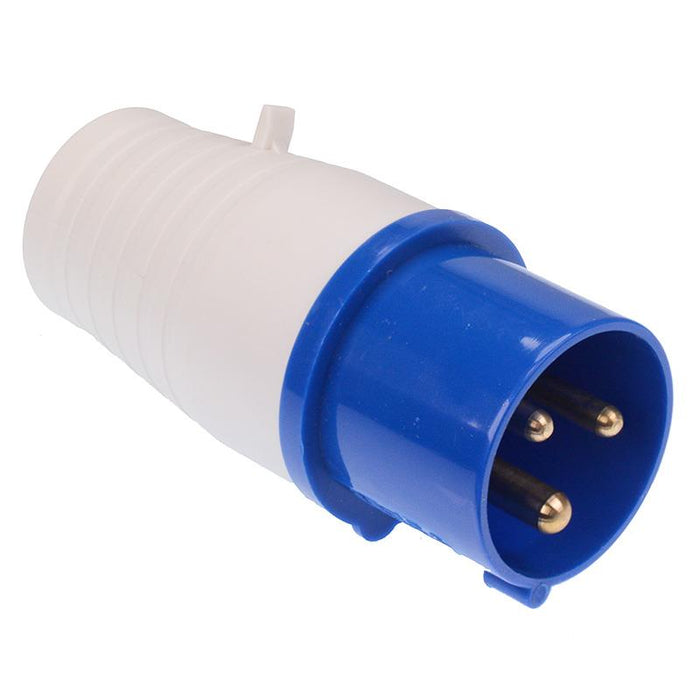Blue 16A 230V 2P+E Industrial Plug IP44