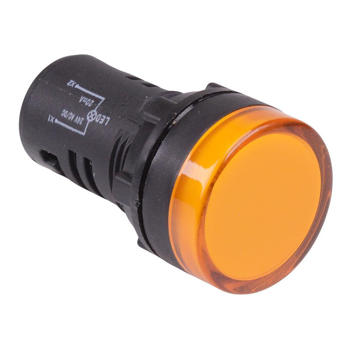 Yellow 22mm LED Pilot Indicator Light 24V