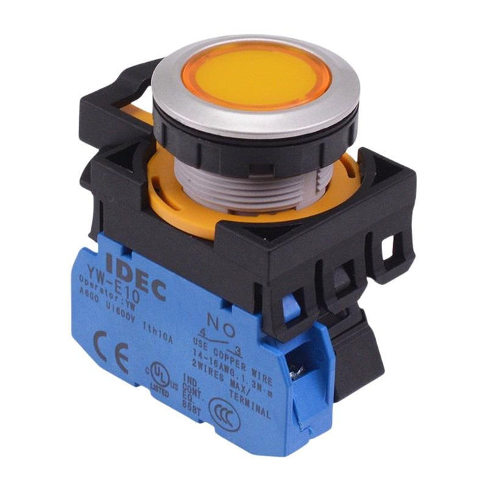 CW4L-A1E10Q3Y Yellow 12V illuminated Maintained Push Button Switch 1NO IP65 IDEC