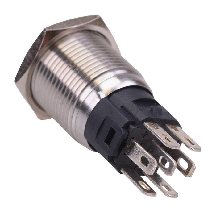RGB Momentary 16mm Vandal Resistant Push Button Switch 12V SPDT