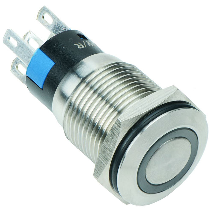 Green LED 16mm Momentary Vandal Resistant Switch 3A SPDT