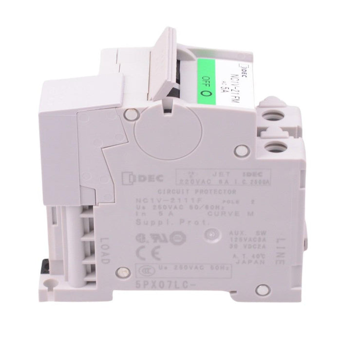 NC1V-2111F-5AM IDEC 2-Pole 5A Miniature Circuit Breaker Hydraulic Magnetic DIN Rail