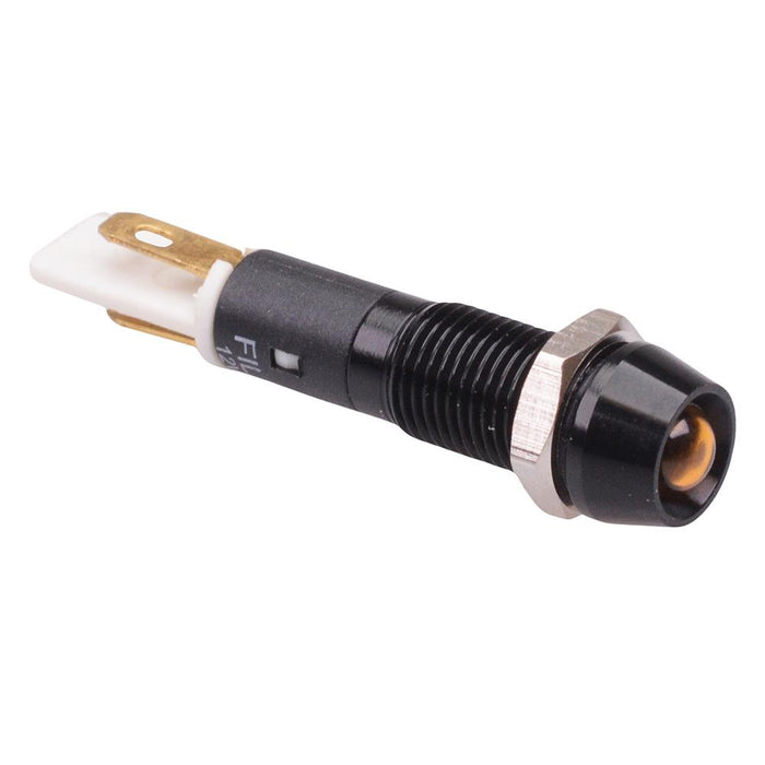 Yellow LED 8mm Recessed Black Metal Panel Indicator 12V