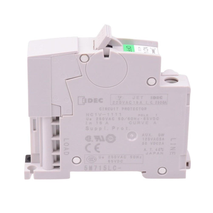 NC1V-1111-15AA IDEC 1-Pole 15A Miniature Circuit Breaker Hydraulic Magnetic DIN Rail