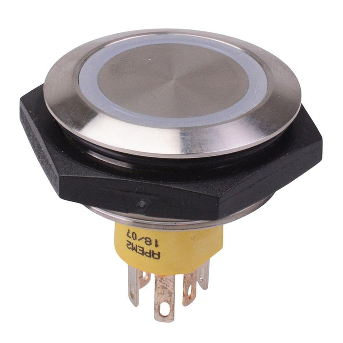 AV55022000074BK APEM Yellow LED Momentary 30mm Push Button Vandal Switch NO/NC IP67