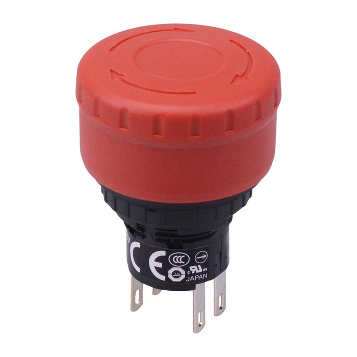 XA1E-BV3U02KT-R Unibody 16mm Emergency Stop Switch 2NC IP40 IDEC