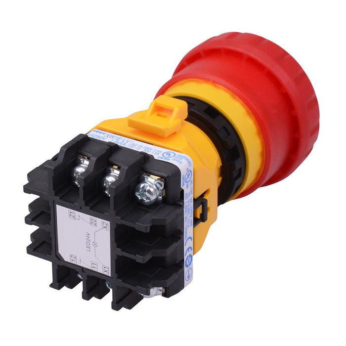 XW1E-LV402Q4M-R 24V illuminated 22mm Emergency Stop Switch 2NC IDEC