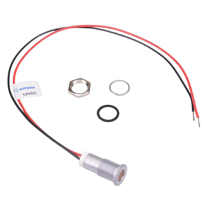Q8F7GXXO12E Orange Flush 8mm 12VDC LED Panel Indicator IP67 APEM
