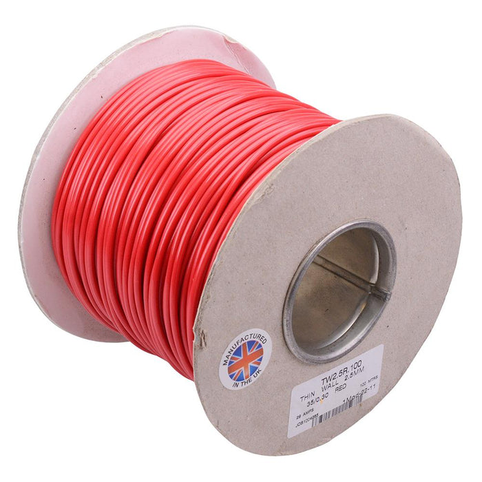 Red 2.5mm² Thin Wall Copper Cable 35/0.3mm 100M