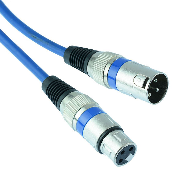 Blue 25cm XLR Male to Female Microphone Lead