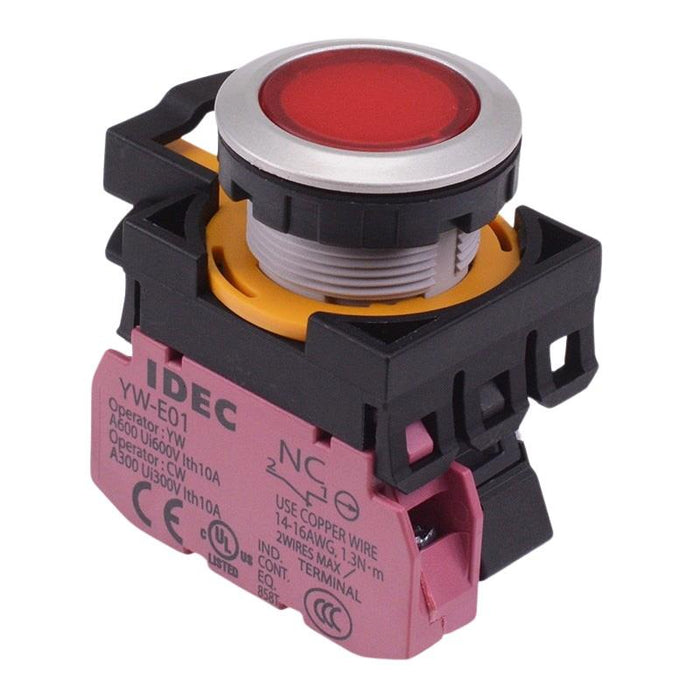 CW4L-M1E01Q3R Red 12V illuminated Metallic Momentary Push Button Switch 1NC IP65 IDEC