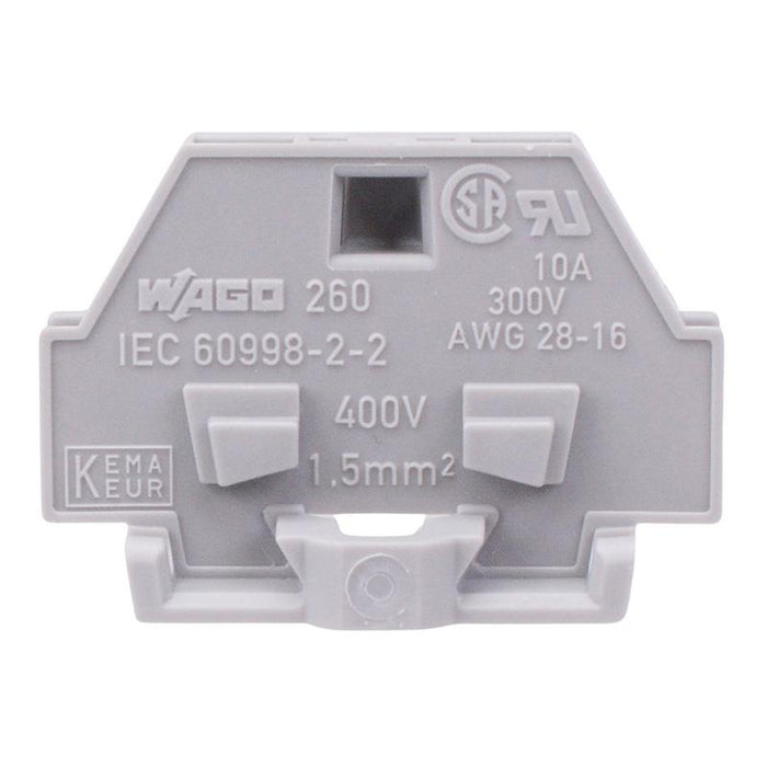 260-301 WAGO Grey 2-Way Screw Mount Terminal Block 1.5mm² 18A